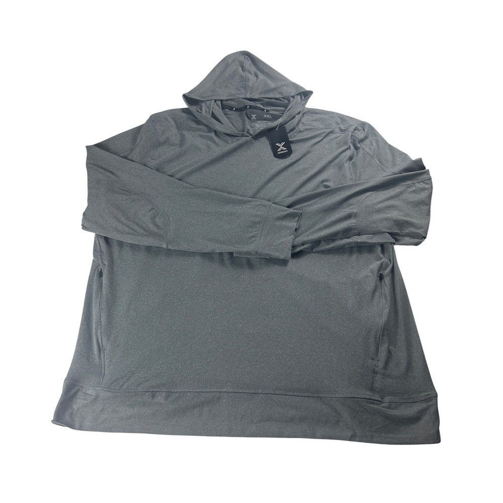 Xersion Studio Mens XXL Grey Melange Wicking Peached Pullover Hoodie 317379 NWT